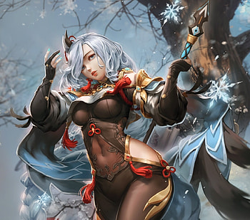 Shenhe, antilous, girl, art, fantasy, antilous chao HD wallpaper