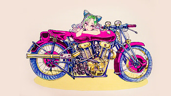 Bike, anime girl, Jolyne Cujoh, JoJo's Bizarre HD wallpaper