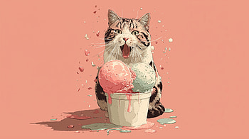 Cat Ice Scream, cat, AI Art HD wallpaper