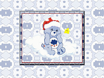 Care Bear Christmas, star, christmas, hearts, care bear, hat, cloud HD wallpaper