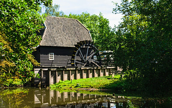 Watermill in Netherlands, river, watermill, nature, Netherlands HD wallpaper