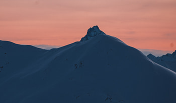 Sunset, glacier, summit, mountain HD wallpaper