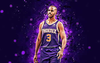 Chris Paul, , Phoenix Suns, NBA, basketball stars, violet neon lights, basketball, Chris Paul Phoenix Suns, Chris Paul HD wallpaper