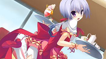 Be Right There!, anime, waitress, pretty, berrys, food, purple eyes HD wallpaper