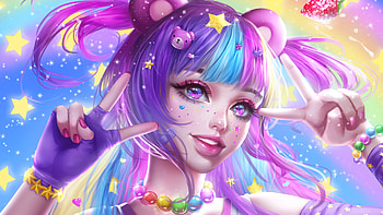 Rainbow Anime Girl HD wallpaper