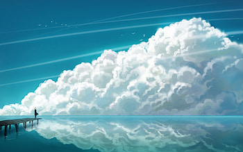 Anime Girl Sea Sky Clouds Landscape Art , anime-girl, anime, clouds, landscape, artist, artwork, digital-art HD wallpaper