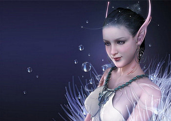 ocean nymph, cg, fantasy, ears, fairies, girl, bubbles, elf, water HD wallpaper