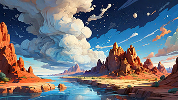 Desert, desert, sky, Stars, cactus, smoke HD wallpaper