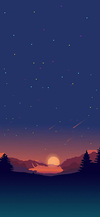 Sunset Digital art Mobile . Minimalist. nature , Minimal , Nature HD phone wallpaper