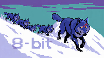 8-Bit Wolf Pack Retro, Wolf Pack, 8-bit, pixel art, wolf, snow HD wallpaper