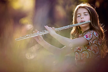 Flute, Girl playing, Music instrument HD wallpaper
