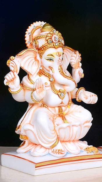 Lakshmi Ganesh, White, Marble Idol HD phone wallpaper
