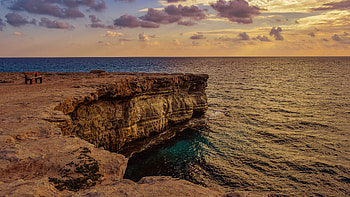 Cyprus sea cliffs, background, Explore Cyprus, Cyprus flag HD wallpaper