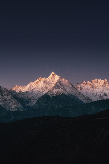Landscape, Nature, Night, Twilight, Snow, Mountain, Vertex, Top, Dusk HD phone wallpaper