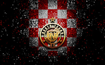 North Texas FC, glitter logo, USL League One, red white checkered background, soccer, american football club, North Texas FC logo, mosaic art, football, FC North Texas HD wallpaper