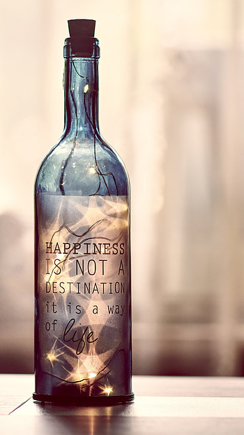 Bottled Wisdom — Happiness Is a Way of Life, statement, man made, bottle HD phone wallpaper