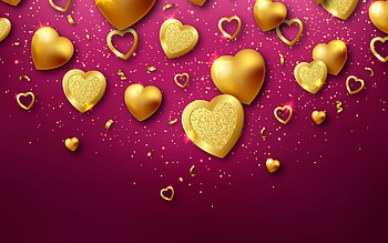 Happy Valentine's Day!, day, card, pink, golden, valentine, heart HD wallpaper