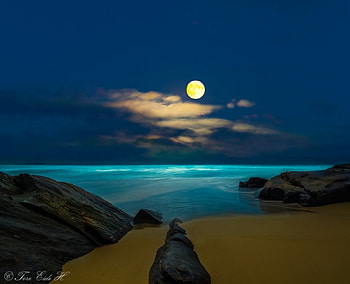 Night Magic, night, sea, magic, moon, landscape, sky, nature, splendor HD wallpaper