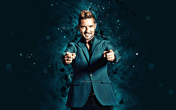 David Bisbal, , blue neon lights, spanish singer, music stars, spanish celebrity, David Bisbal HD wallpaper