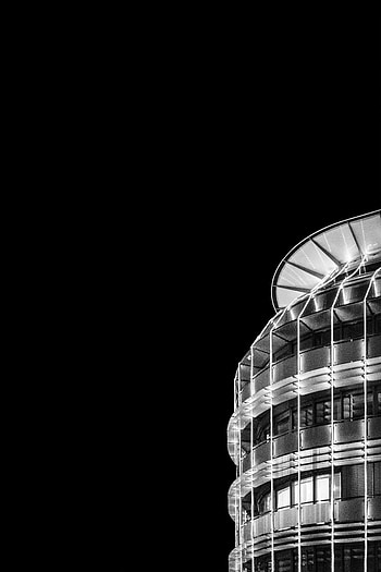 Night, Architecture, Building, Minimalism, Bw, Chb HD phone wallpaper