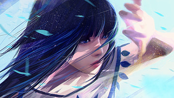 Woman and wind, long hair, artwork HD wallpaper