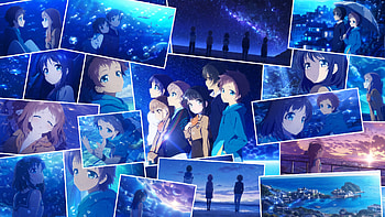 Nagi no Asukara — Oceanic Dreamscape, Anime, Starry Sky, Cityscape HD wallpaper