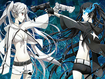 White VS Black, blue, flame, girls, anime HD wallpaper