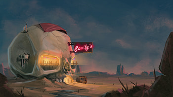 Skull Bar In Desert, skull, artist, artwork, art, digital-art, artstation HD wallpaper