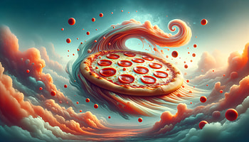 Pepperoni Pizza Fantasy, pizza, pepperoni pizza, cloud, surreal, whimsical HD wallpaper