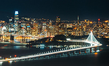 Cities, Lights, Night City, Skyscrapers, Bridge HD wallpaper