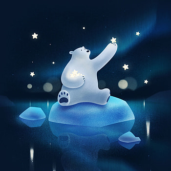 Art, Ice, Polar Bear, Star, Ice Floe HD phone wallpaper