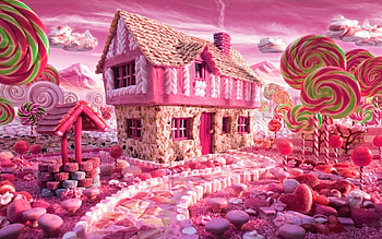 House of Barbie, lollipops, fabulous landscape, 3D art, Country of Barbie, fairy tale HD wallpaper