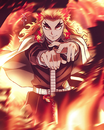 Rengoku 2, fogo, zenitsu, inosuke, tanjiro, nezuko, anime HD phone wallpaper