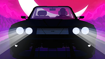 Car Ride At Moon Night Minimalism, cars, artist, artwork, digital-art, minimalism, minimalist HD wallpaper