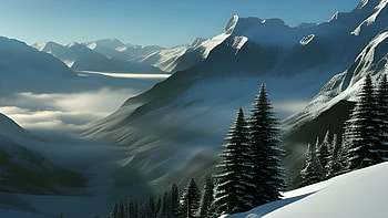 Snowy Mountains, mountain, snow, tree, artistic, landscape, Snowy Mountain HD wallpaper