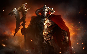Knight, fantasy, weapon, cool, fire, warrior HD wallpaper