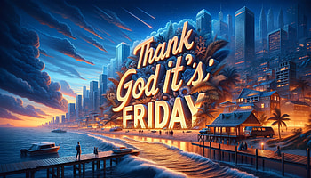 Celebratory Friday Sunset Cityscape, friday, Thank God It's Friday, beach, city skyline HD wallpaper
