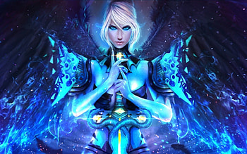 Fantasy Warrior, blue, fantasy, art, woman HD wallpaper