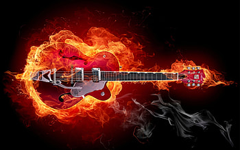 Guitar on Fire, Hard Rock HD wallpaper