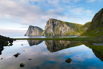 Reflection, nature, lake, coast HD wallpaper