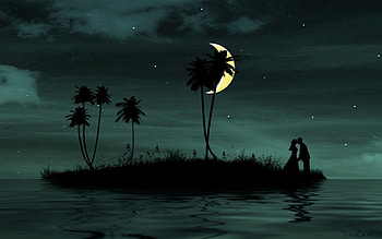Love, Vector, Dark, Couple, Pair, Island, Kiss HD wallpaper