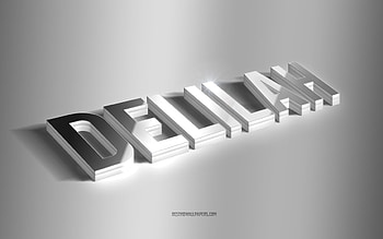 Delilah, silver 3d art, gray background, with names, Delilah name, Delilah greeting card, 3d art, with Delilah name HD wallpaper
