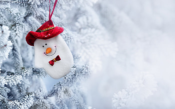Snowman, white, craciun, christmas, red, ornament, figurine, tree, card HD wallpaper