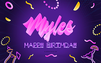 Happy Birtay Myles, , Purple Party Background, Myles, creative art, Happy Myles birtay, Myles name, Myles Birtay, Birtay Party Background HD wallpaper