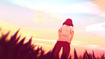 The Cool Sunset, anime-girl, anime, artist, artwork, digital-art, deviantart HD wallpaper