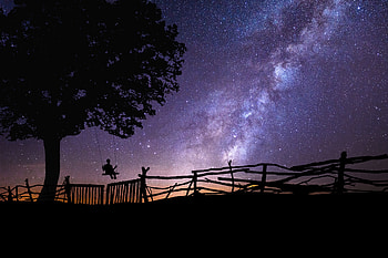 Swing With The Stars In The Sky, swing, stars, sky, nature, galaxy HD wallpaper