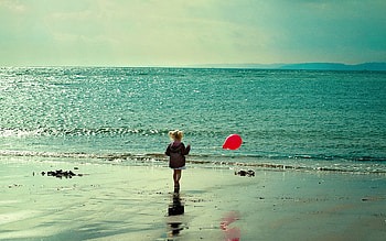 Sea, Sand, Miscellanea, Miscellaneous, Stroll, Ball, Child, Bead HD wallpaper