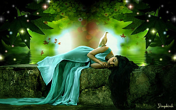 Dreaming of You, sleeping, fantasy, art, woman HD wallpaper
