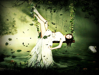 fantasy, water, green, beauty HD wallpaper