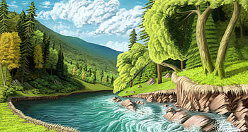 Art, Landscape, Rivers, Trees, Shore, Bank HD wallpaper